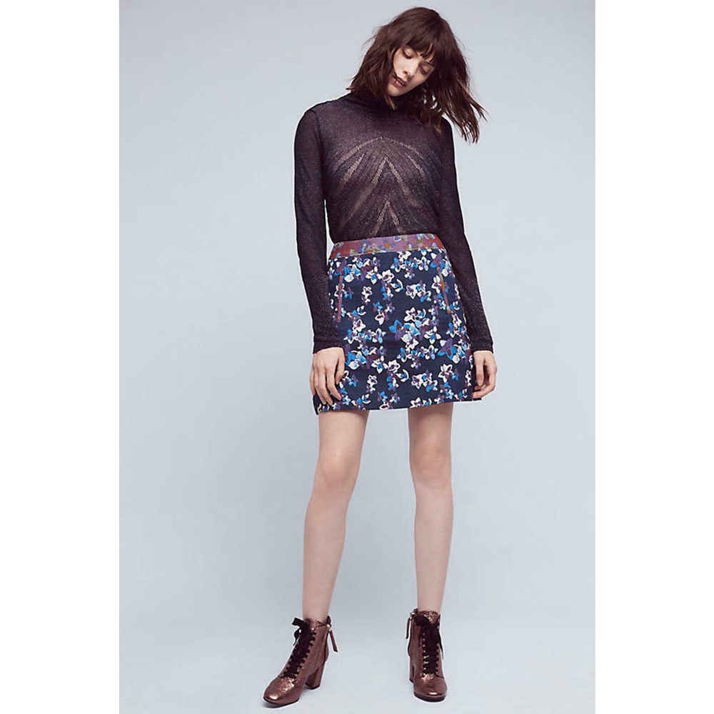 Anthropologie Maeve Cardana Mini Skirt Floral 4